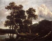Grove of Large Oak trees at the Edge of a pond, Jacob van Ruisdael